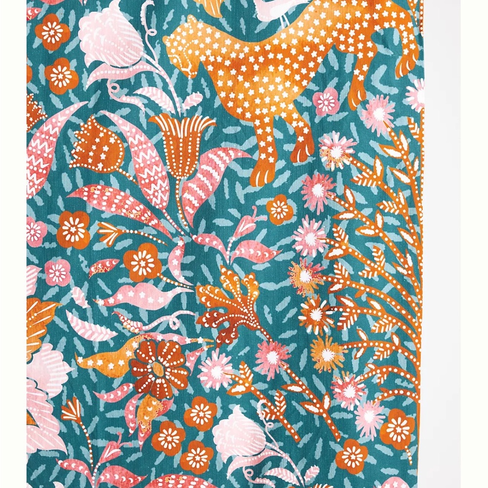 Anthropologie Mahina Floral Duvet Cover in Teal and Orange - Picture 3 of 5